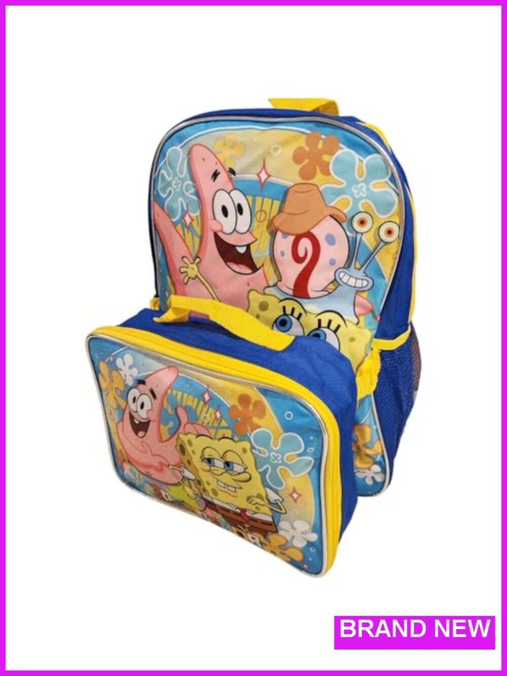 Kids Licensed Sponge Bob 16" Backpack with Detachable Lunch Box Set